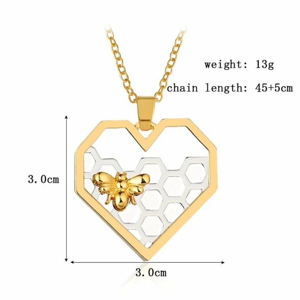 Heart with Bee & Honeycomb Necklace - Picture 7 of 9